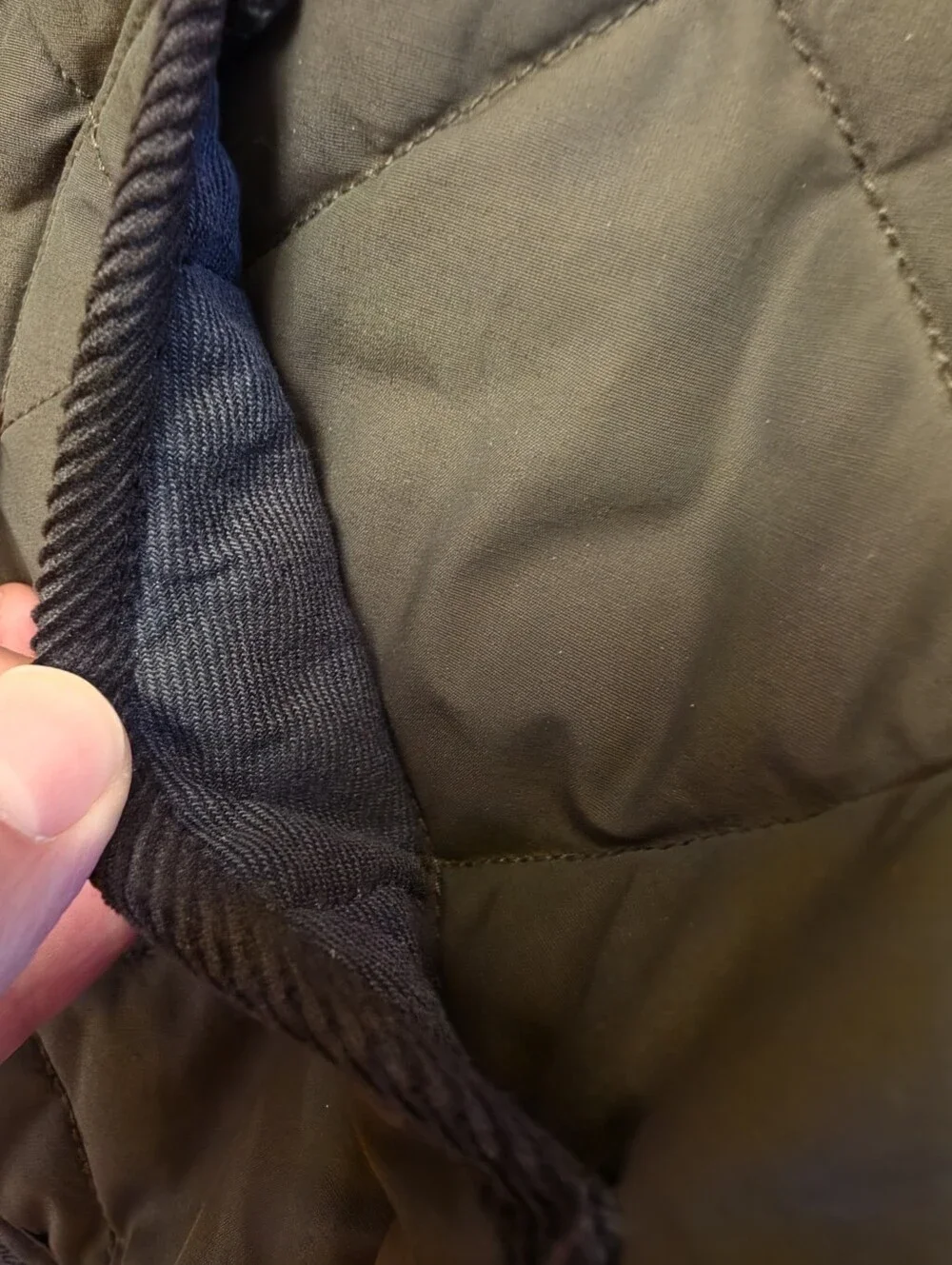 J.Crew Sussex Quilted Vest Dark Olive Corduroy Collar Men's XS